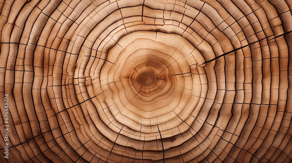 Fototapeta premium Wooden slice pattern. High quality wood texture. Cross section of tree. Background for interior