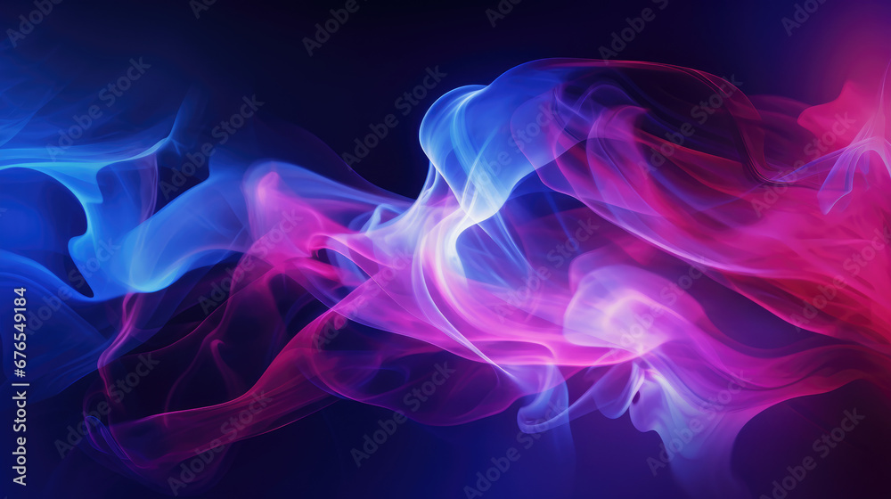 Abstract Blue and Pink Neon Smoke Clouds