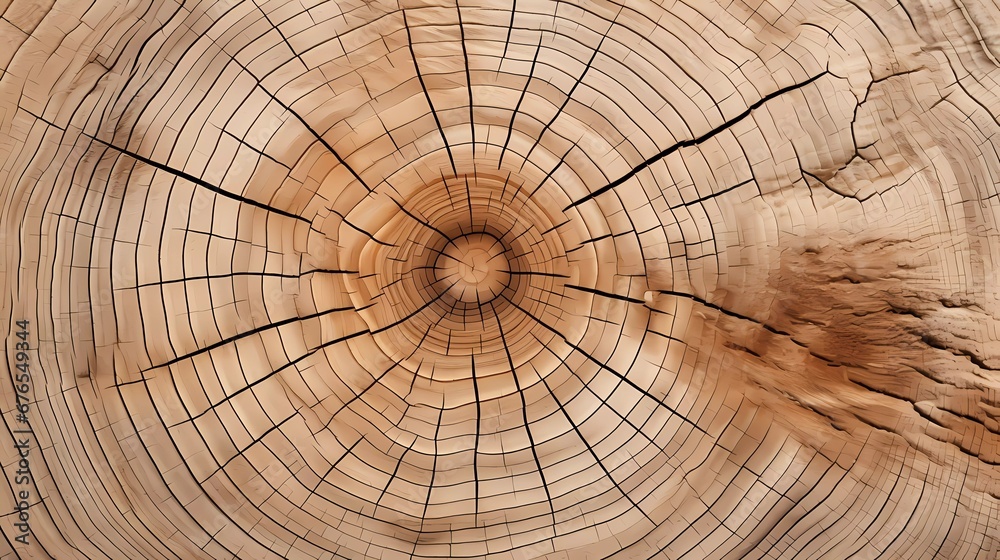 Fototapeta premium Wooden slice pattern. High quality wood texture. Cross section of tree. Background for interior