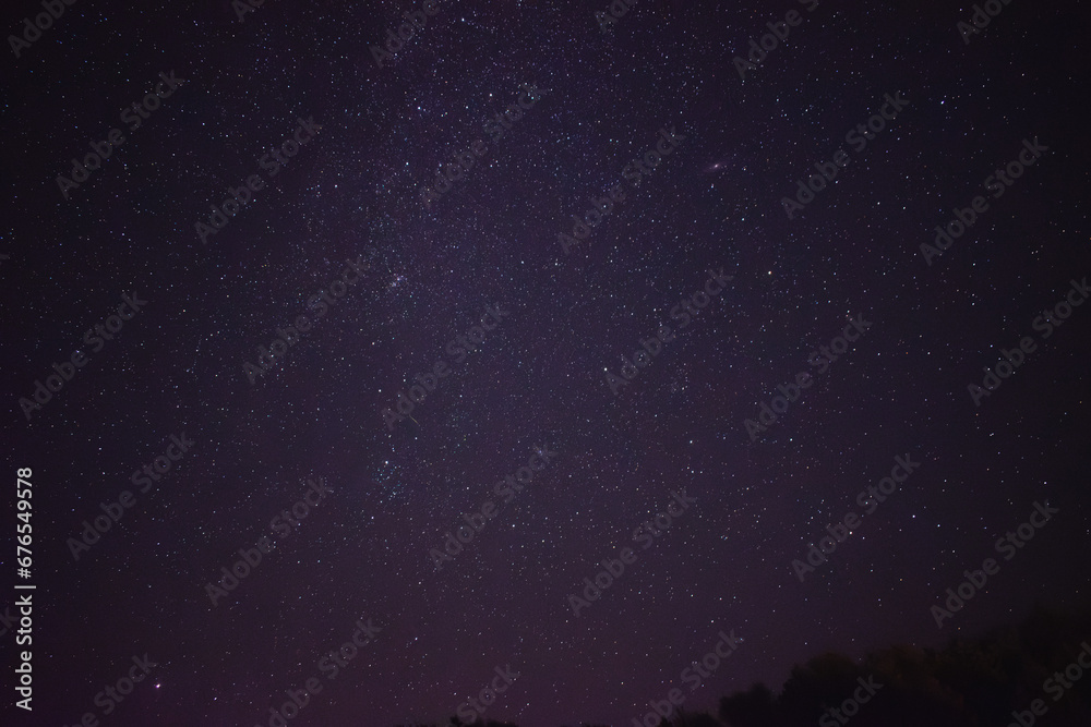 Beautiful landscape of Milky Way in the village during Starfall Beautiful landscape of Milky Way in the village during Starfall