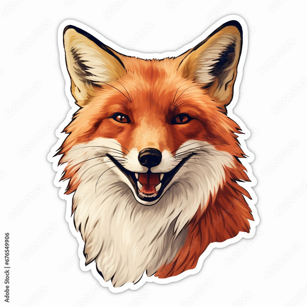 Naklejka premium happy red fox sticker created with Generative Ai