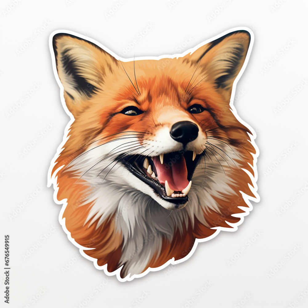happy red fox sticker created with Generative Ai happy red fox sticker created with Generative Ai