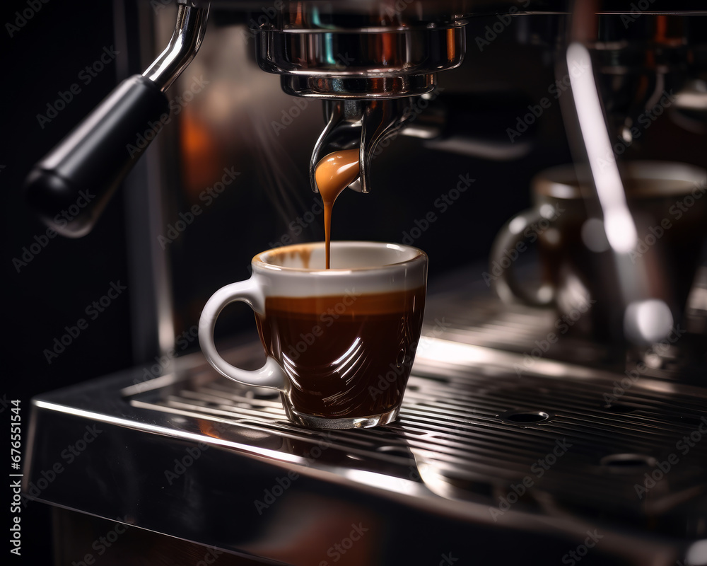 A Steaming Cup of Coffee Being Poured Into a Coffee Machine A Steaming Cup of Coffee Being Poured Into a Coffee Machine