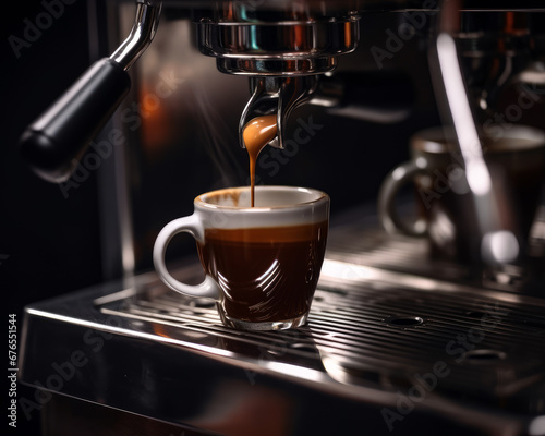A Steaming Cup of Coffee Being Poured Into a Coffee Machine