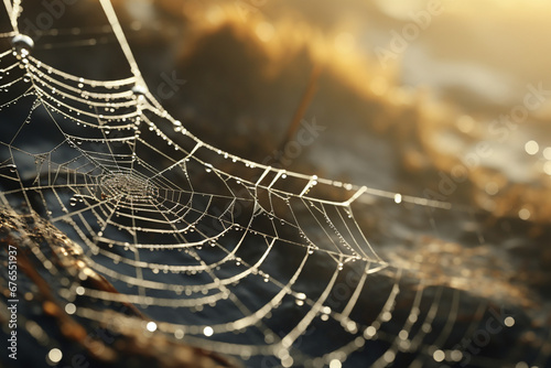 spider web and the movement of spider, cinematic, photorealistic created with Generative Ai photo