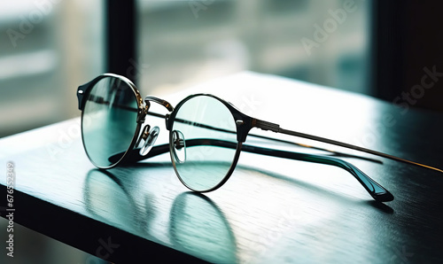 The Wisdom of Vision: A Pair of Glasses Resting on a Rustic Wooden Table