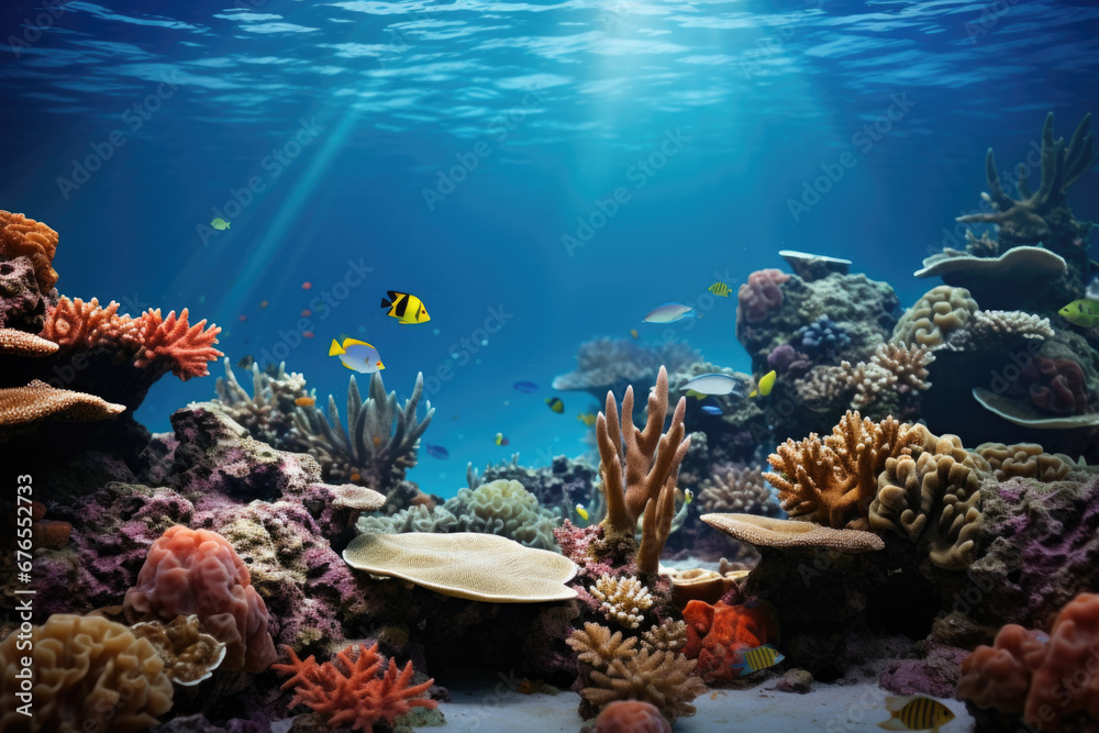 Fototapeta premium Underwater view of tropical sea bottom and wildlife