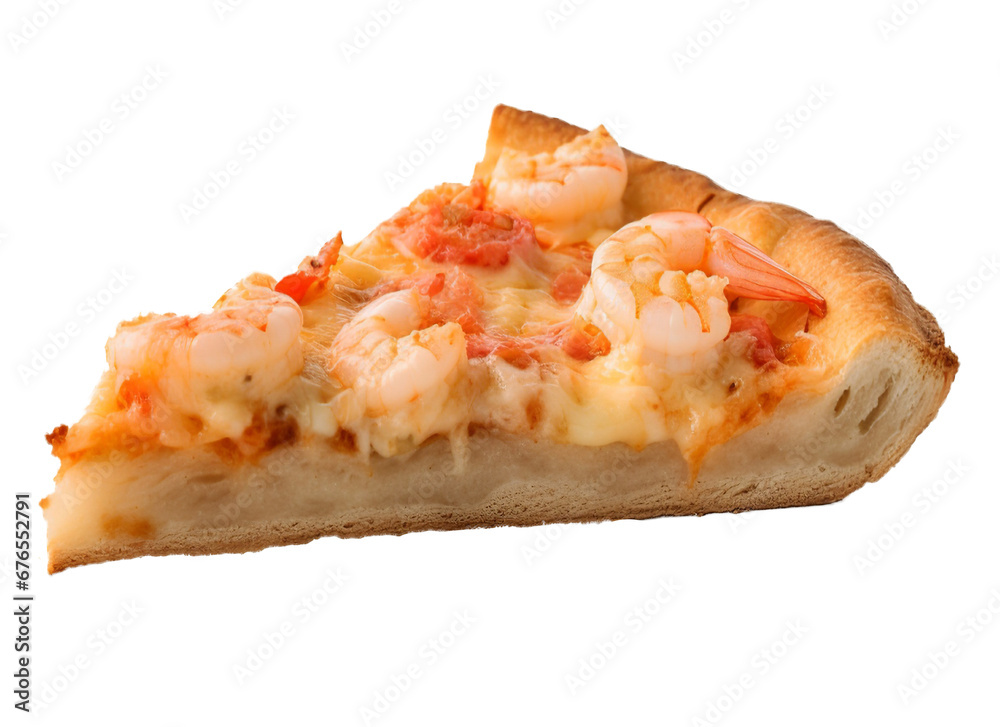 Shrimp pizza on transparent background. Generative AI. Shrimp pizza on transparent background. Generative AI.