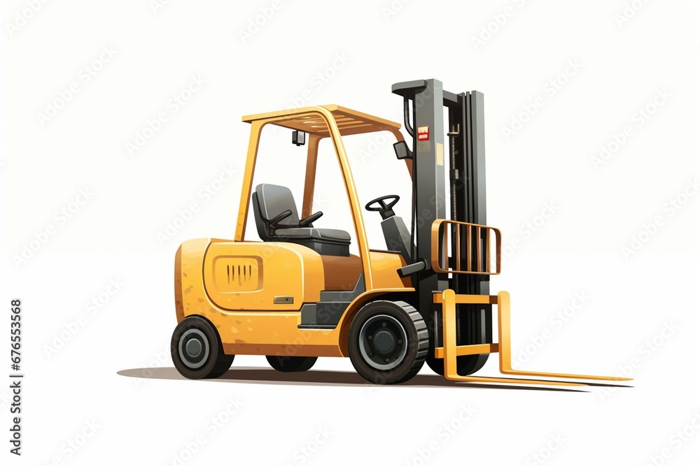 Isolated forklift on white. Generative AI