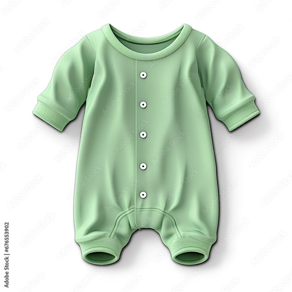 3d render of baby oneise jumpsuit, isolated on white background,Generative AI