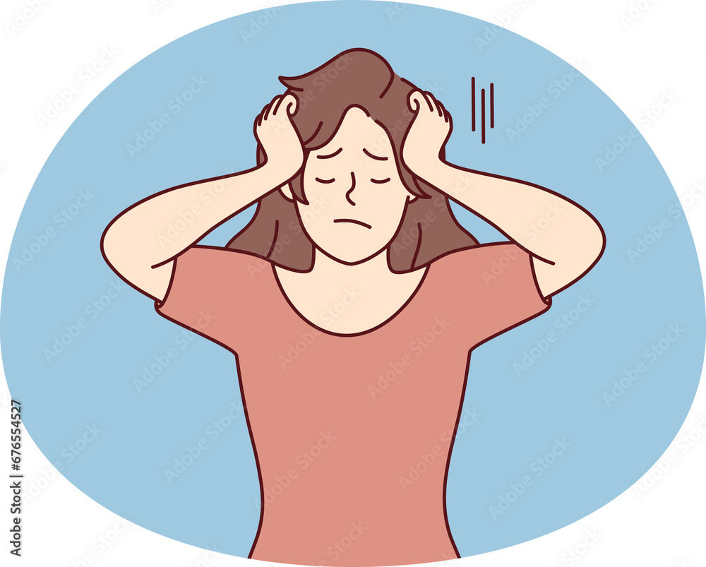 Unhappy woman suffer from repetitive thoughts Unhappy woman suffer from repetitive thoughts
