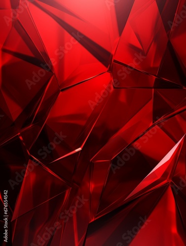 Red Glass Creative Abstract Geometric Texture. Graphic Digital Art Decoration. Abstract Shaped Surface Vertical Background. Ai Generated Vibrant Angular Pattern.