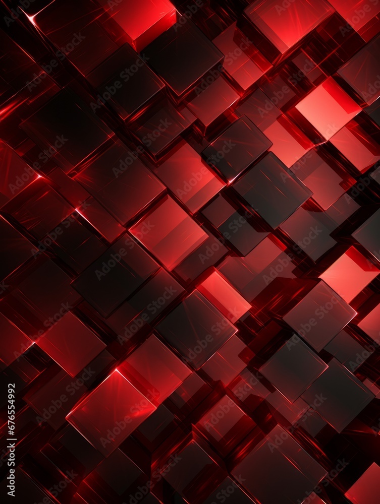 Red Creative Abstract Geometric Texture. Graphic Digital Art Decoration. Abstract Shaped Surface Vertical Background. Ai Generated Vibrant Angular Pattern.