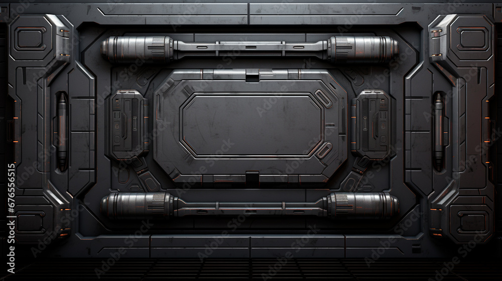 Naklejka premium futuristic sci - fi spaceship interior