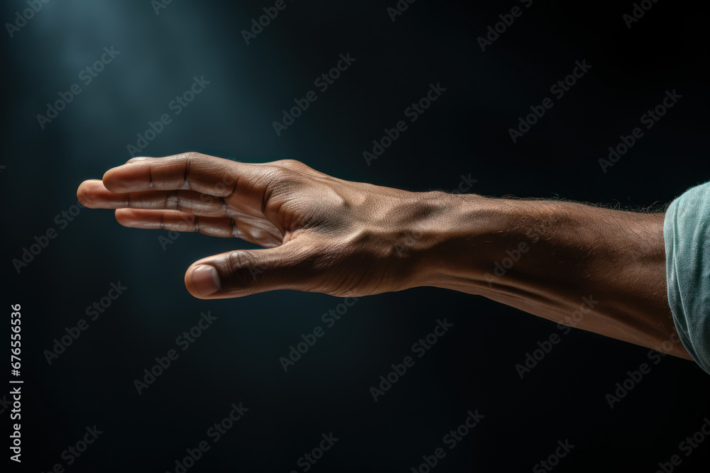 A person extending a hand to help someone up, symbolizing support and solidarity. Generative Ai. A person extending a hand to help someone up, symbolizing support and solidarity. Generative Ai.