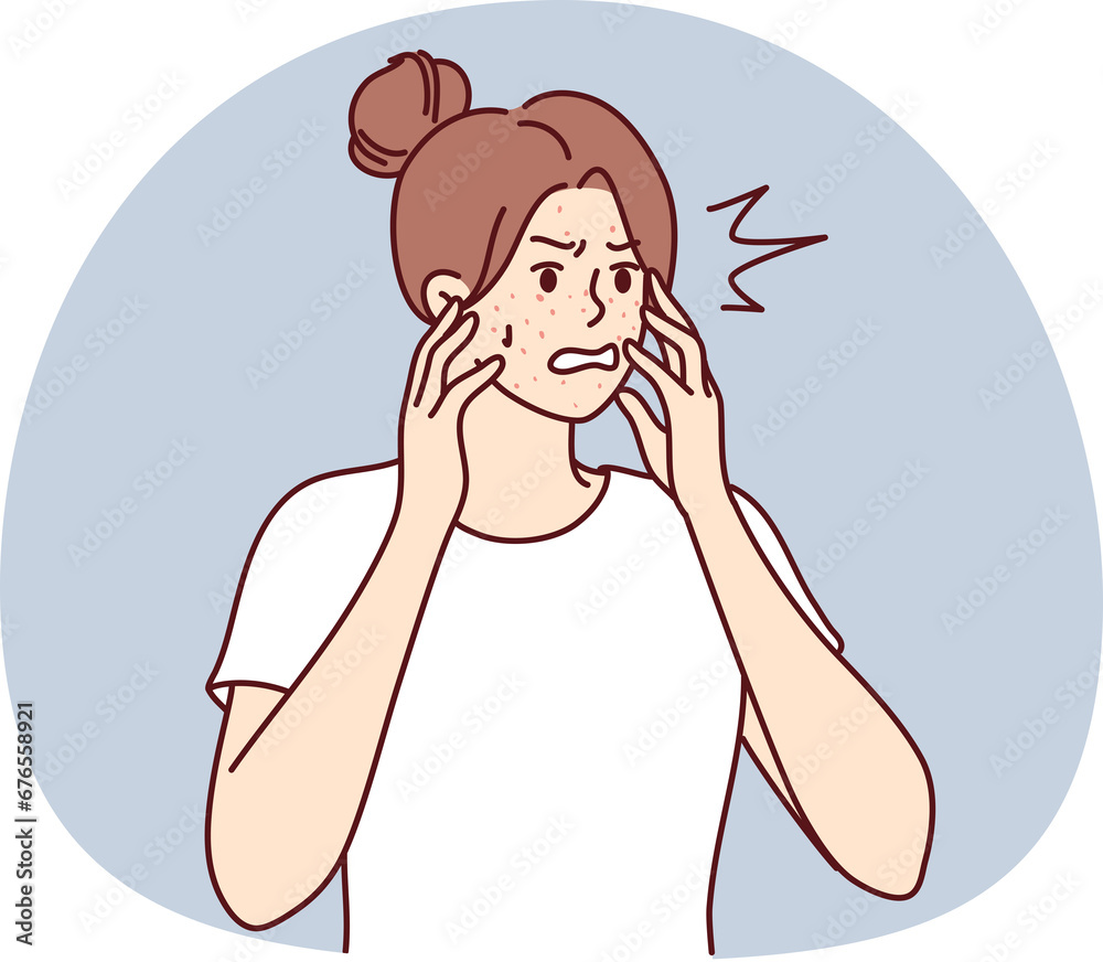 Angry woman stressed with acne Angry woman stressed with acne