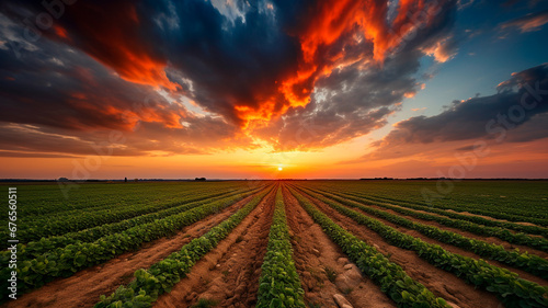 beautiful sunset in the field