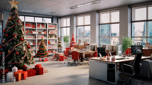 office interior with New Year decorations photo