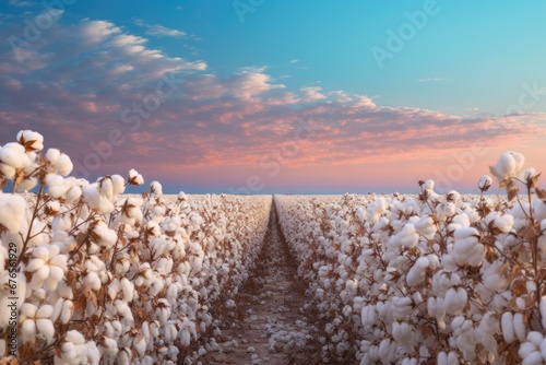 Rural landscape with farmer's cotton field photo