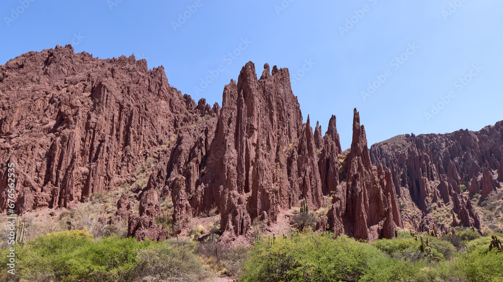 Bolivia, Tupiza. Valle de los Machos and Cañón del Inca. A landscape that looks like the Wild West. Tourist attraction with horse trips. Bolivia, Tupiza. Valle de los Machos and Cañón del Inca. A landscape that looks like the Wild West. Tourist attraction with horse trips.