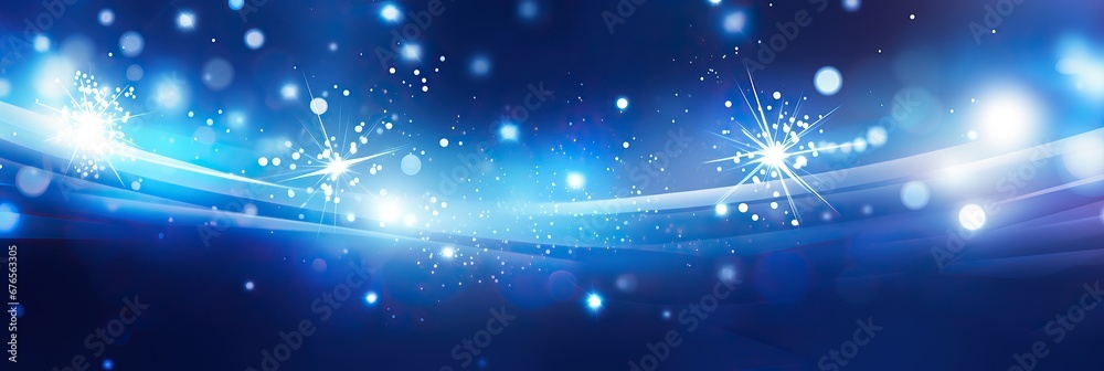 Obraz premium Panoramic Abstract blue white Christmas banner