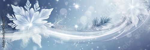 Abstract white Christmas snowflake banner