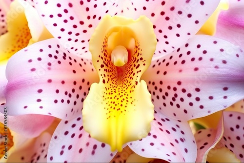 Pink white Phalaenopsis Orchid Polka dots flowers, close up
