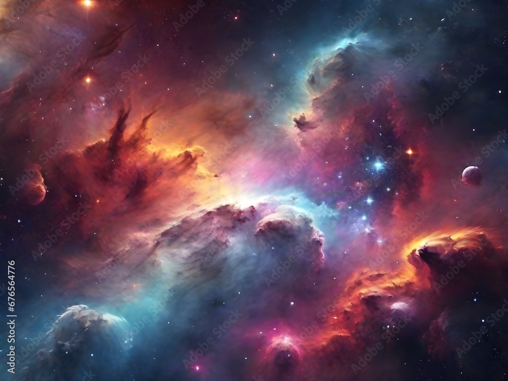 Space background with colorful galaxies and nebulas