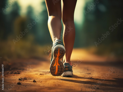 Athlete's legs close up while running