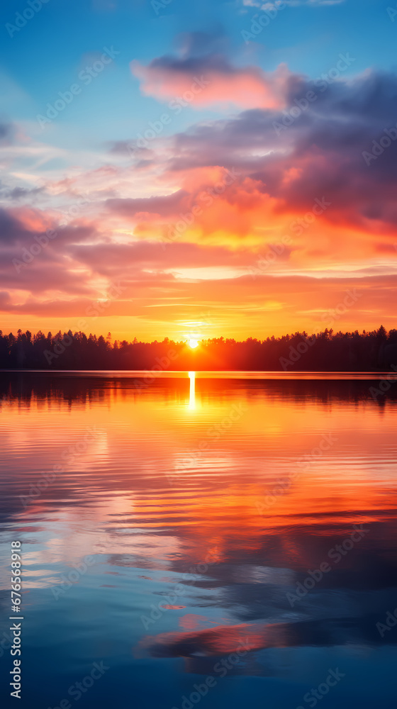 Fototapeta premium sunrise over lake