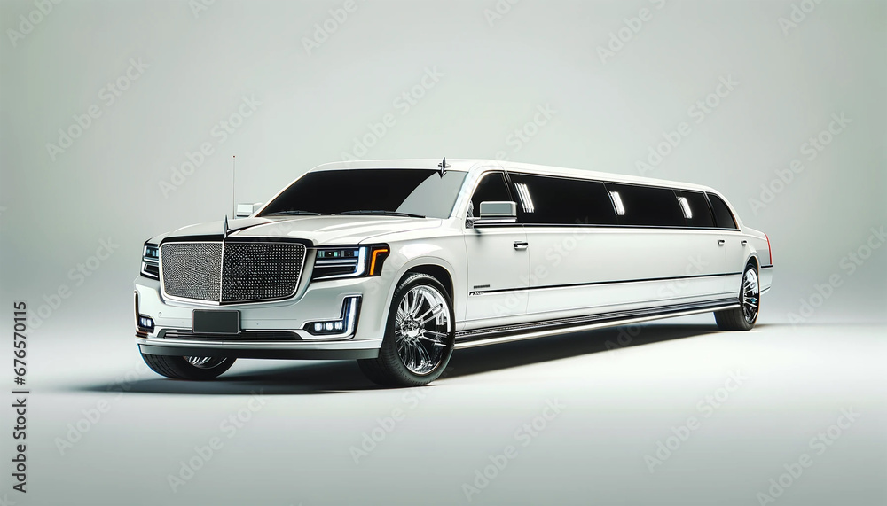 White limousine on white background