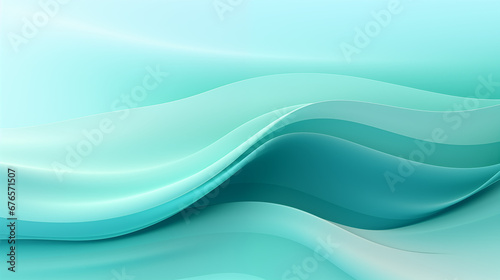 Background with abstract wave patterns, minimalism, aqua blue and seafoam green