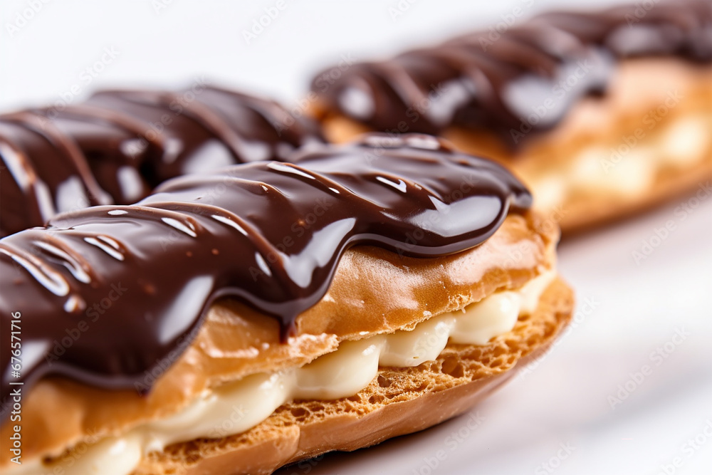 Chocolate Eclairs on a white background Chocolate Eclairs on a white background