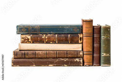Old books on a white background: rarities for collectors photo