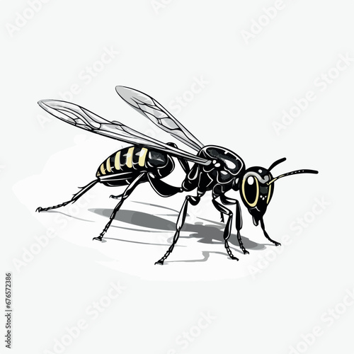 Wasp in cartoon, doodle style. 2d vector illustration in logo, icon style. AI Generative © Alexey