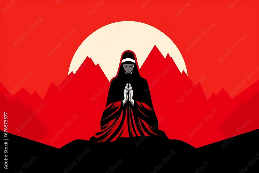 nuns, illustrations of monastic life in the church, religious painting nuns, illustrations of monastic life in the church, religious painting