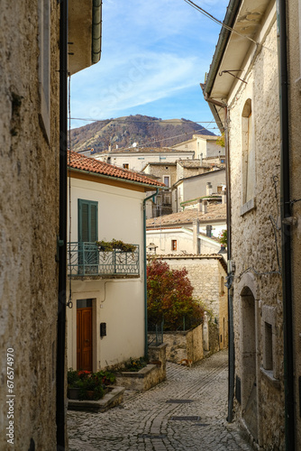 Civitella Alfedena, Abruzzo, small village in Italy in the autumn, concept of tranquility and relax.
