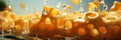 Melted yellow cheese splashes, banner