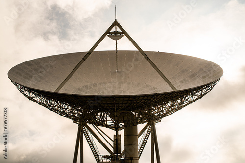 Large radio telescope, parabolic antenna photo