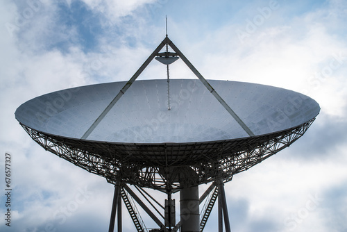 Large radio telescope, parabolic antenna photo