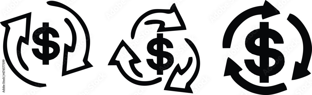Vector set of dollar icons on a white background Vector set of dollar icons on a white background