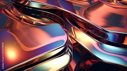 futuristic abstract liquid metal shape with chromatic effect,Generative AI photo