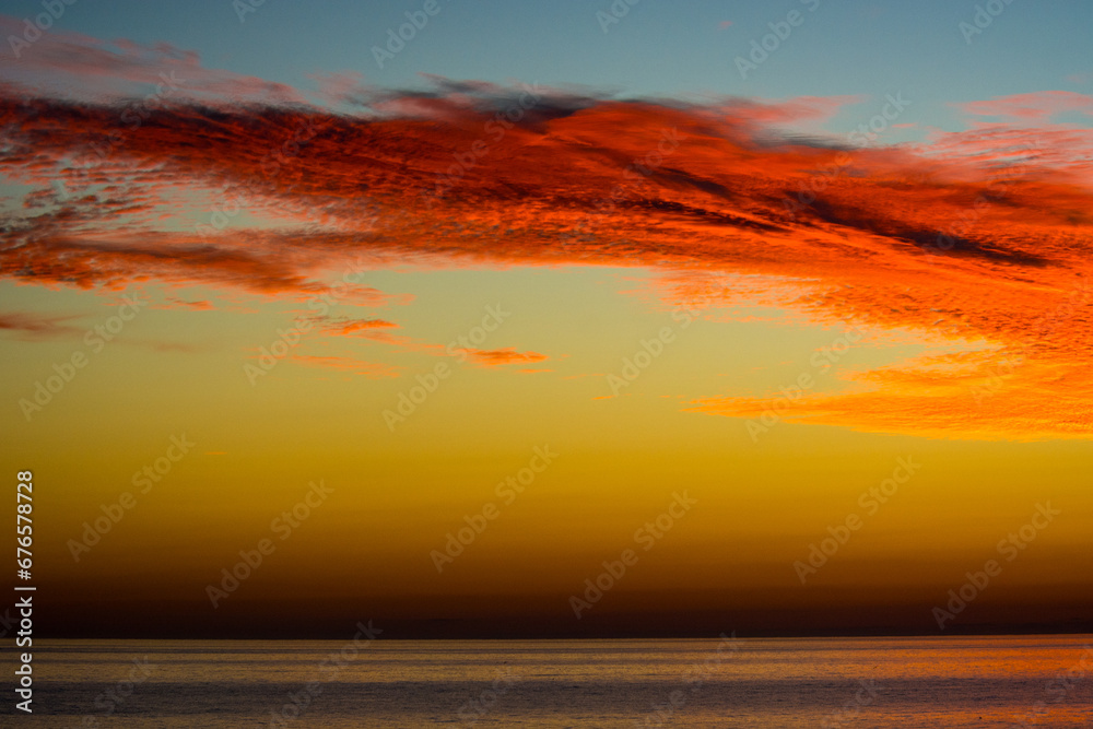 pre-dawn clouds over the ocean