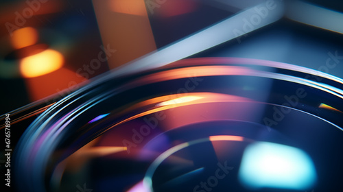 Photo video camera lens in closeup macro