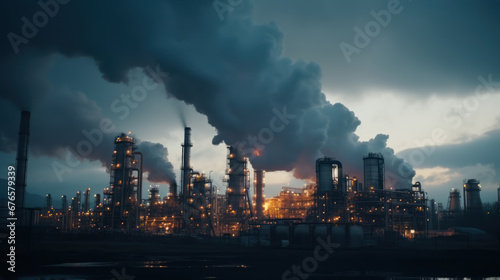 Chemical plant in the evening  gloomy atmosphere