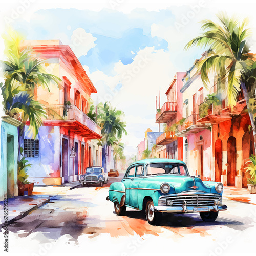Havana vector watercolor paint art