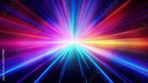 Abstract multicolored light travel in space