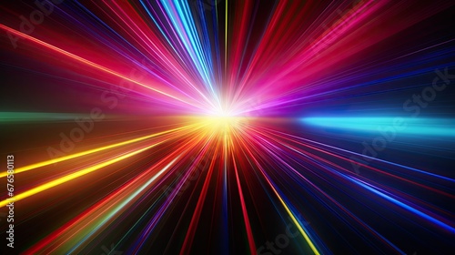 Abstract multicolored light travel in space