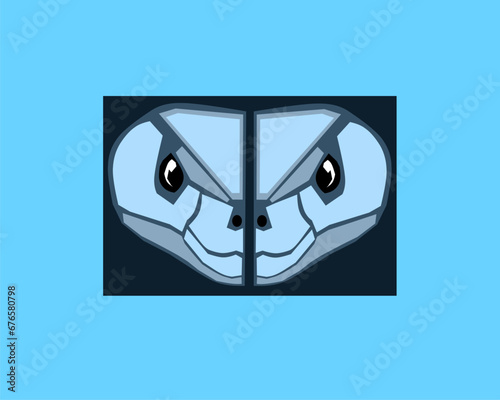 Two-faced snake logo, the unique snake head logo design symbolizes balance, intelligence and calm.