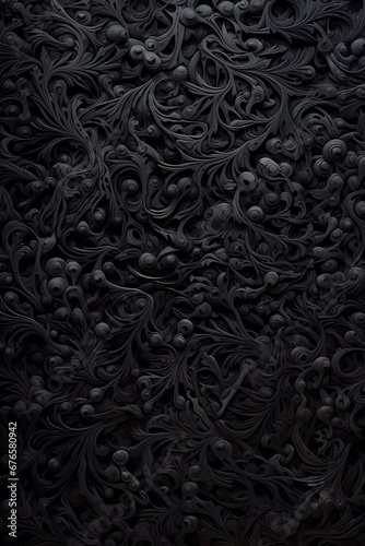 An Abstract textured embossed dark pattern. Wavy pattern with black colors photo